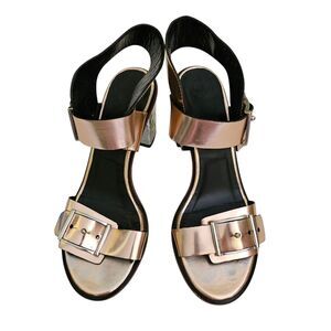 Alexander McQueen Block Heel‎ Sandals EU 38 US 8 Bronze Patent Leather McQ Italy